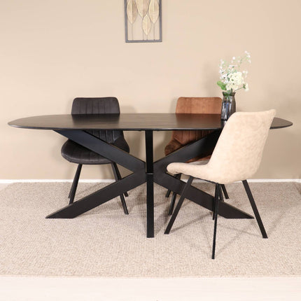 Eettafel Austin deens ovaal 200cm zwart mangohout