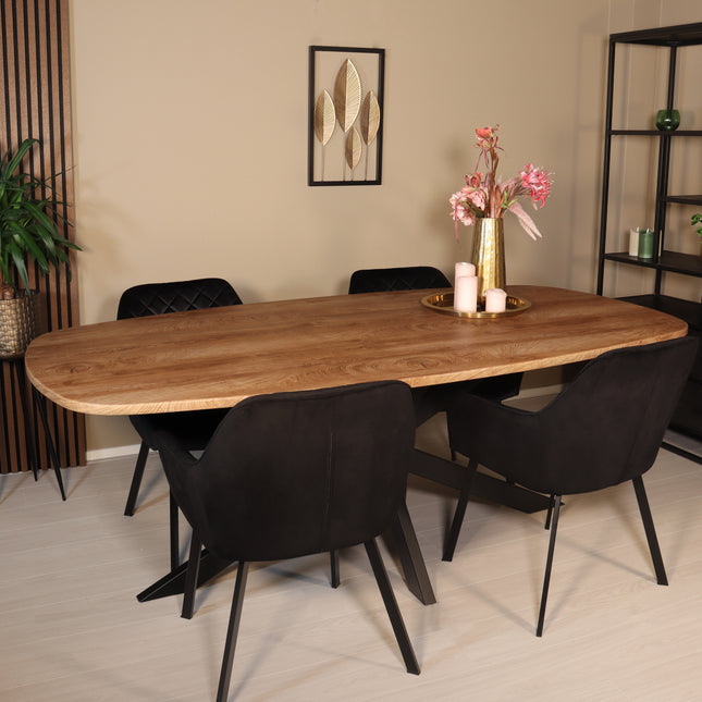 Eettafel Hero deens ovaal 210cm bruin MDF