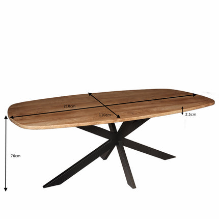 Eettafel Deens ovaal 210cm bruin Hero ovale eettafel