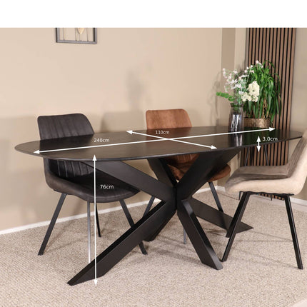 Eettafel Austin deens ovaal 240cm zwart mangohout