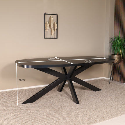 Eettafel Leco deens ovaal 240cm zwart melamine