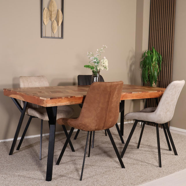 Eettafel Danae hongaarse punt 180cm bruin acaciahout