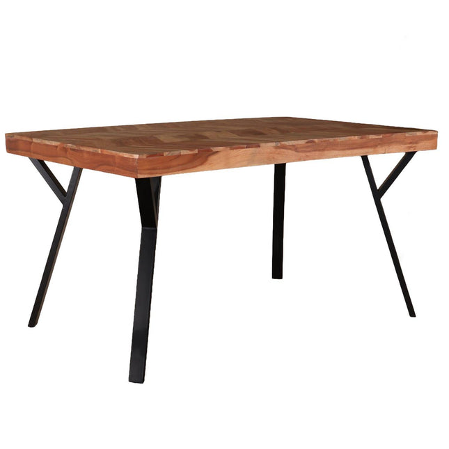 Eettafel Danae hongaarse punt 140cm bruin acaciahout