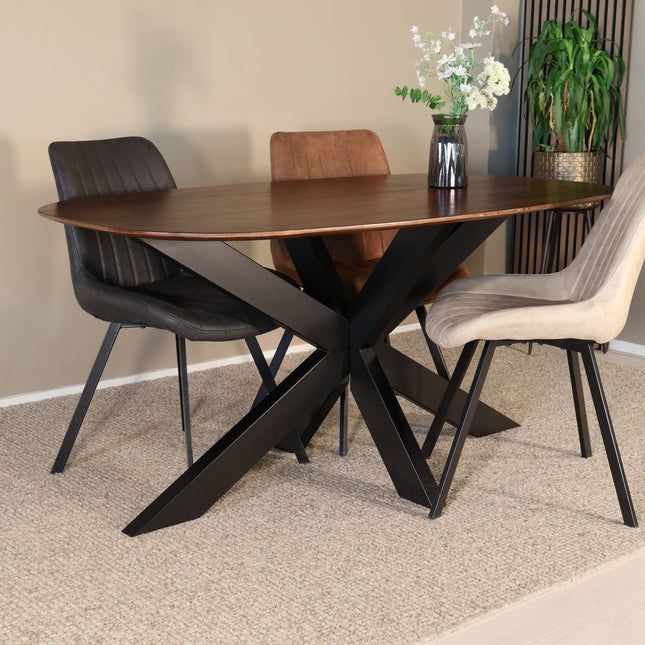 Eettafel Austin deens ovaal 160cm bruin mangohout