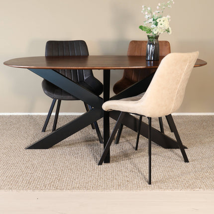 Eettafel Austin deens ovaal 160cm bruin mangohout