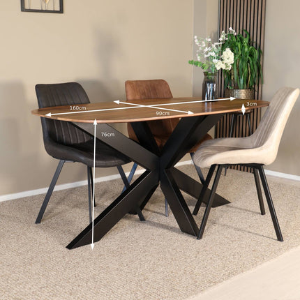 Eettafel Austin deens ovaal 160cm lichtbruin mangohout