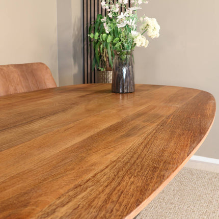 Eettafel Austin deens ovaal 160cm lichtbruin mangohout