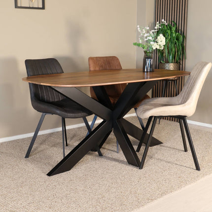 Eettafel Austin deens ovaal 160cm lichtbruin mangohout