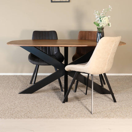Eettafel Austin deens ovaal 160cm lichtbruin mangohout
