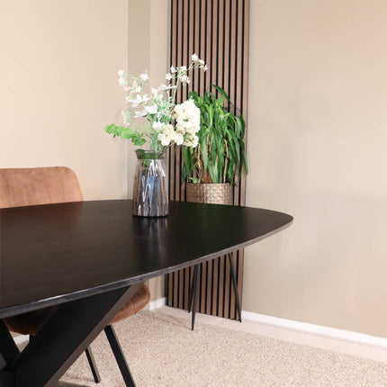 Eettafel Austin deens ovaal 180cm zwart mangohout