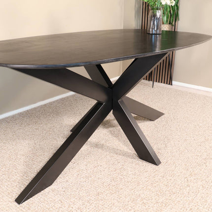 Eettafel Austin deens ovaal 180cm zwart mangohout