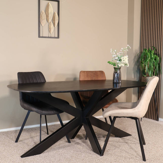 Eettafel Austin deens ovaal 180cm zwart mangohout