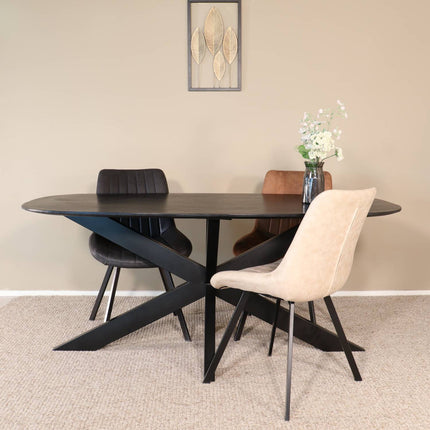 Eettafel Austin deens ovaal 180cm zwart mangohout
