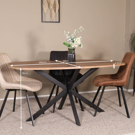 Eettafel Hero deens ovaal 160cm bruin MDF