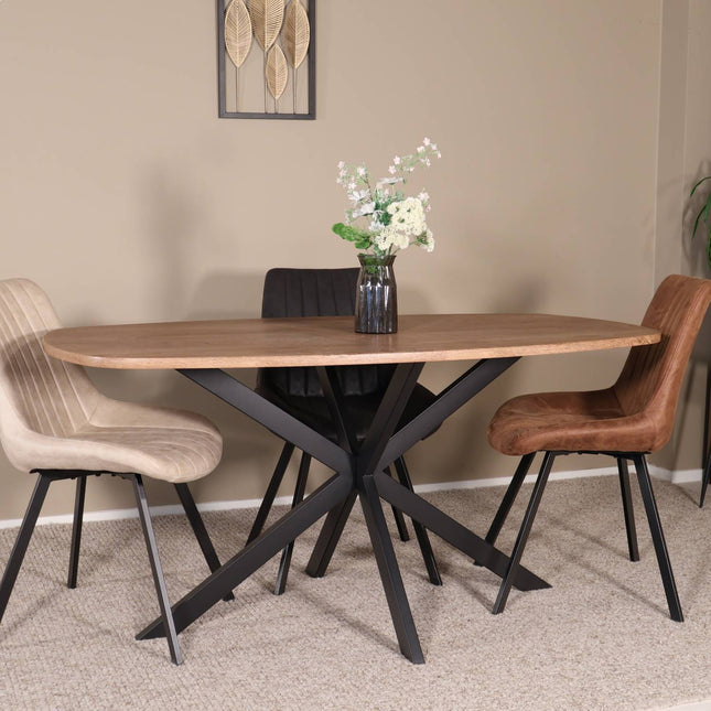 Eettafel Hero deens ovaal 160cm bruin MDF