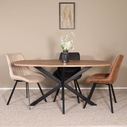 Eettafel Hero deens ovaal 160cm bruin MDF