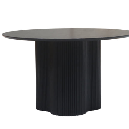 Eettafel organisch rond mangohout Demi 130cm zwart organische eettafel