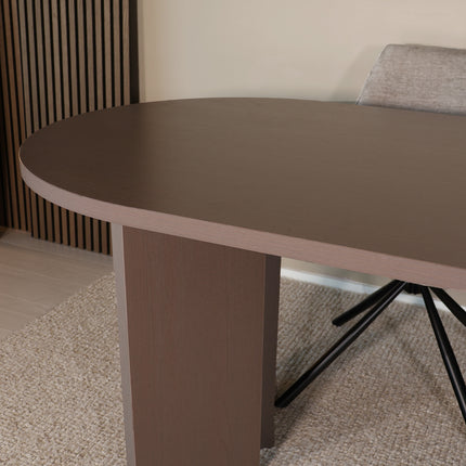 Eettafel Japandi ovaal 200cm walnoot melamine Hano