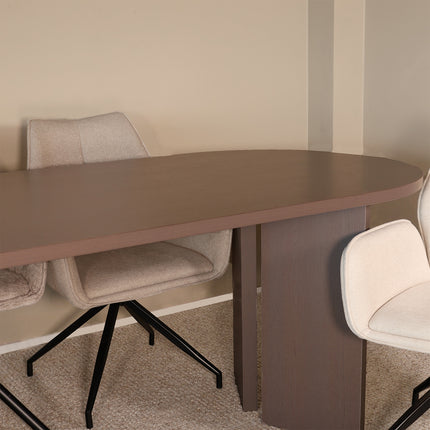 Eettafel Japandi ovaal 200cm walnoot melamine Hano