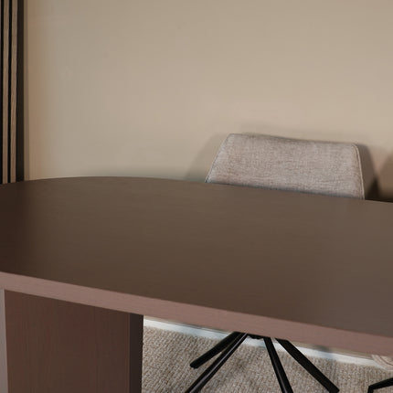Eettafel Japandi ovaal 200cm walnoot melamine Hano