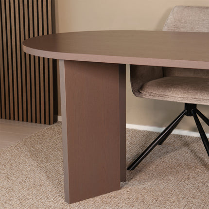 Eettafel Japandi ovaal 200cm walnoot melamine Hano