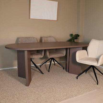 Eettafel Japandi ovaal 200cm walnoot melamine Hano