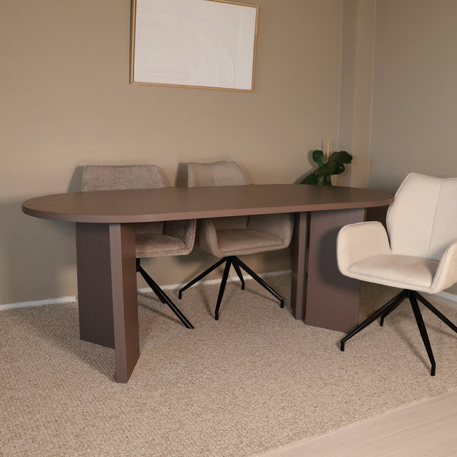 Eettafel Japandi ovaal 200cm walnoot melamine Hano
