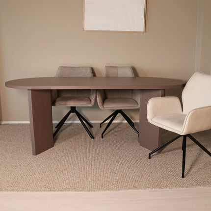 Eettafel Japandi ovaal 200cm walnoot melamine Hano