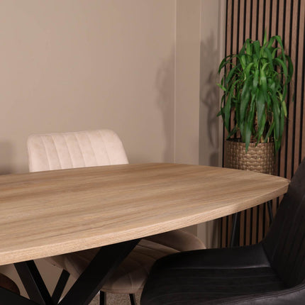 Eettafel Hero deens ovaal 160cm lichtbruin MDF