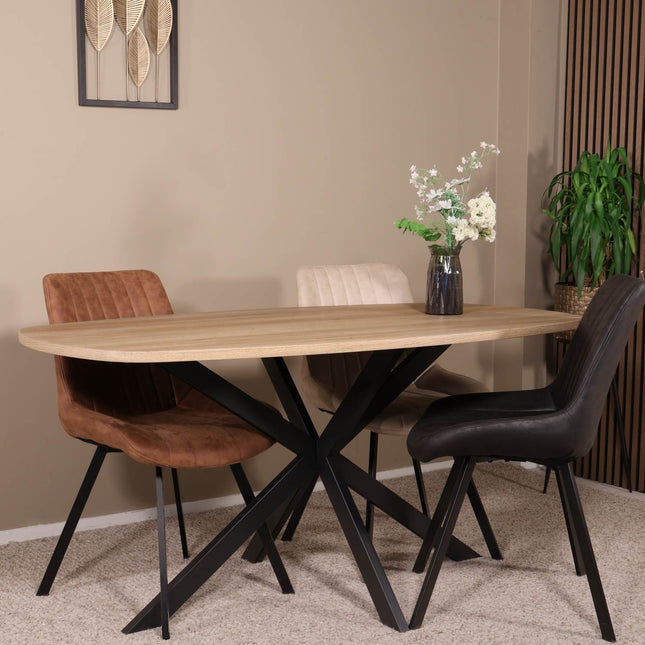 Eettafel Hero deens ovaal 160cm lichtbruin MDF