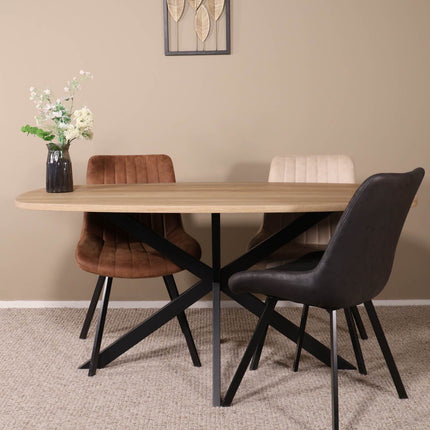 Eettafel Hero deens ovaal 160cm lichtbruin MDF