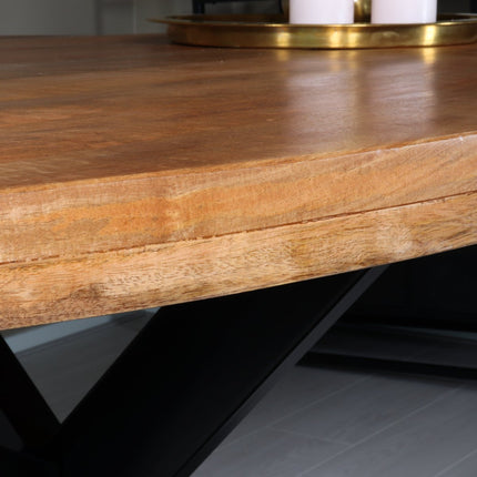 Eettafel ovaal mangohout 180cm James lichtbruin ovale industriële tafel duurzaam mango eetkamertafel