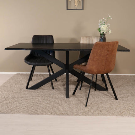 Eettafel Jeffo rechthoekig 220cm zwart MDF