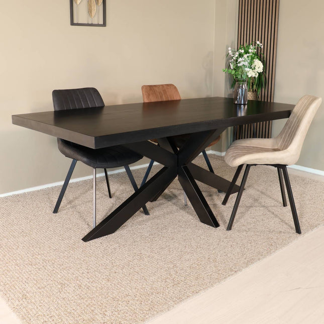 Eettafel John rechthoekig 200cm zwart mangohout