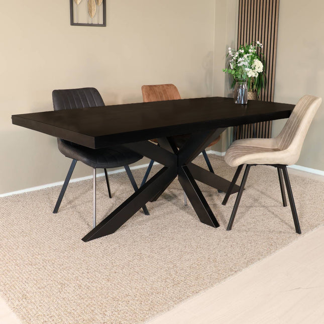 Eettafel John rechthoekig 200cm zwart mangohout