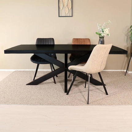Eettafel John rechthoekig 200cm zwart mangohout