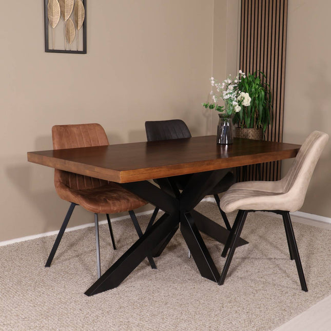 Eettafel John rechthoekig 160cm bruin mangohout