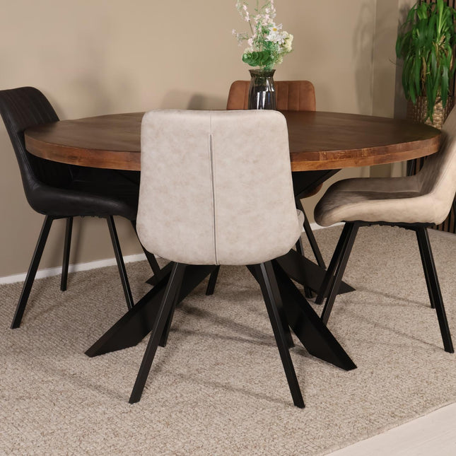 Eettafel Jones rond 150cm bruin mangohout