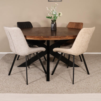 Eettafel Jones rond 150cm bruin mangohout