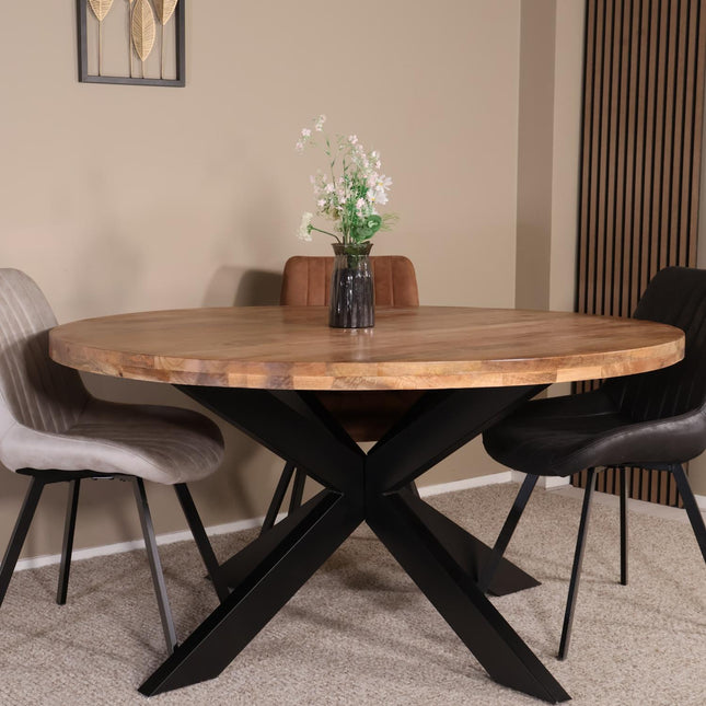 Eettafel Jones rond 150cm lichtbruin mangohout