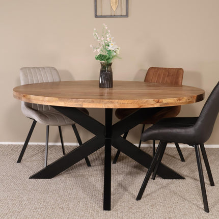 Eettafel Jones rond 150cm lichtbruin mangohout