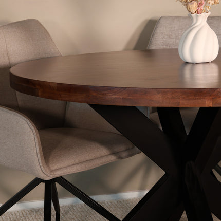 Eettafel Jones rond 120cm walnoot mangohout