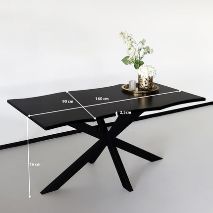 Eettafel Jeffo rechthoekig 160cm zwart MDF