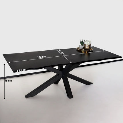 Eettafel langwerpig 180cm Jeffo zwart langwerpige tafel