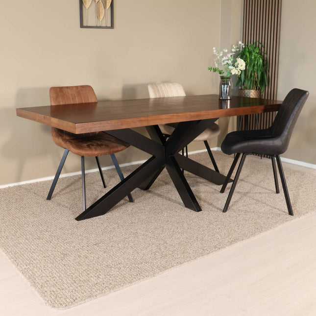 Eettafel John rechthoekig 200cm bruin mangohout