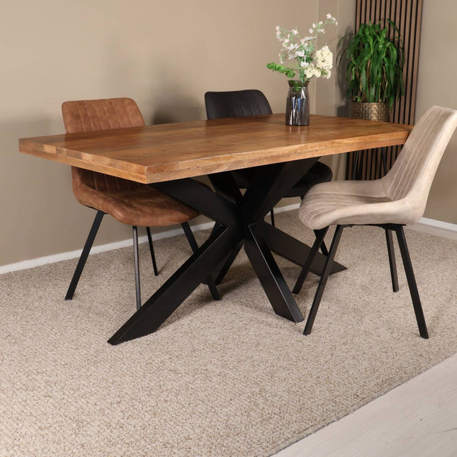 Eettafel John rechthoekig 160cm lichtbruin mangohout