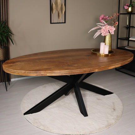 Eettafel James ovaal 240cm lichtbruin mangohout