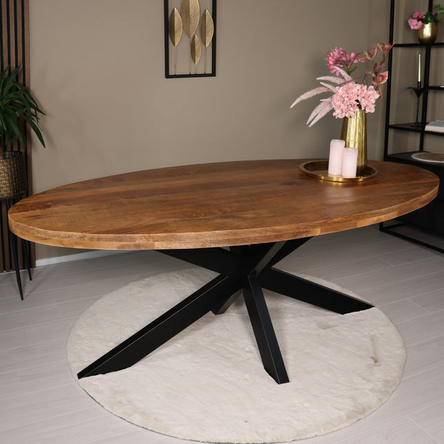 Eettafel James ovaal 240cm lichtbruin mangohout