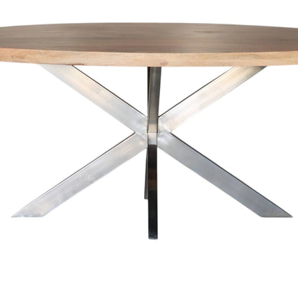 Eettafel ovaal mangohout 160cm Lucas lichtbruin met zilver