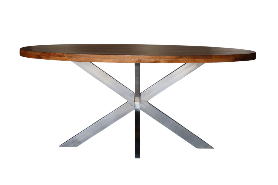 Eettafel Lucas ovaal 180cm bruin met zilver mangohout